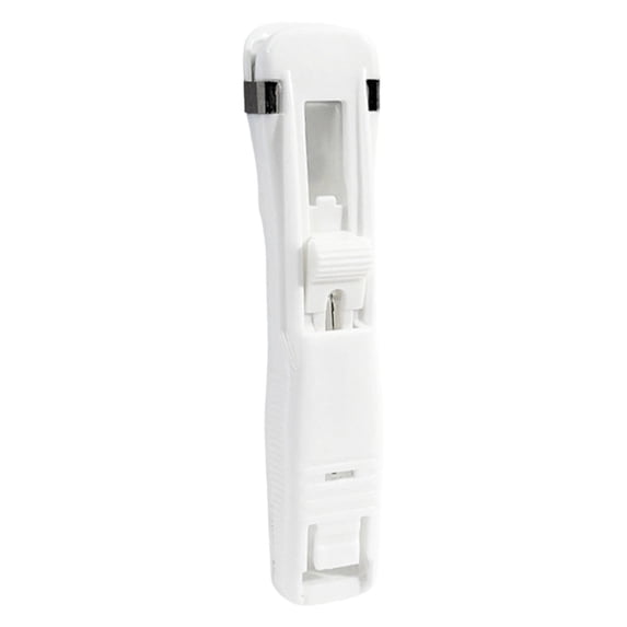 Portable Binder Clip Stapler, Mini Push Stapler Clamp Staplers, Handheld Paper Clam Clip Dispenser for Seal Chip Bags, Sort Craft Supplies, White