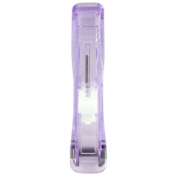 Portable Binder Clip Stapler,Push Stapler Clamp Stapler,Reusable Push Clip, Handheld Paper Clam Clip Dispenser for Desktop Document Home Desk Office,Excluding clip,0.98x4.53 inch(Purple)