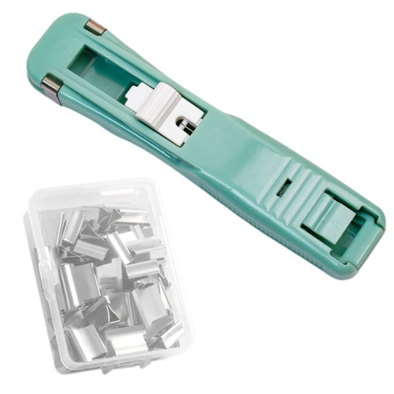 Portable Binder Clip Stapler,Reusable Handheld Paper Clam Clip Dispenser with 50 Reusable Clips,4.6 Inch Portable Handheld Stapler,Mini Push Stapler Clamp Staplers for Office Home Documents,Green