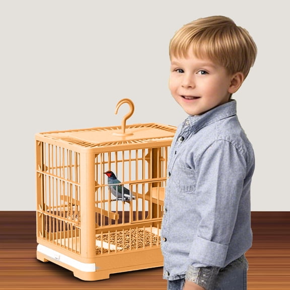 Portable Bird Cage Travel Feeder for Small Birds and Parrots Lightweight Design with Standing Pole and Detachable Tray for Easy Transport