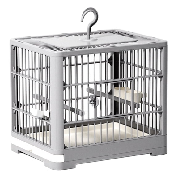 Portable Bird Cage Travel Feeder for Small Birds with Detachable Tray and Standing Pole - Lightweight Design for Easy Transport and Handling