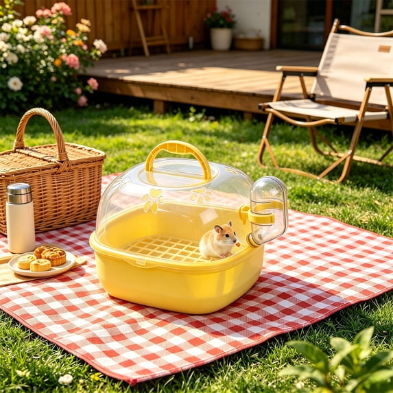 Portable Bird Carrier with Water Bottle, Transparent Acrylic Travel Cage with Carry Handle and Ventilation for Short Trips, Small Pet Transport Box for Hamster Bird and Other Small Animals