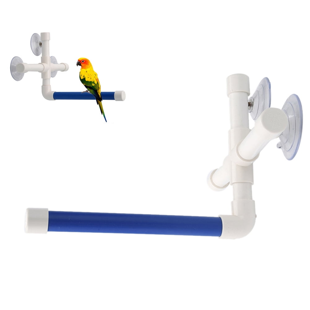 Portable Bird Parrot Perches Suction Cup Shower Perch Stand Window