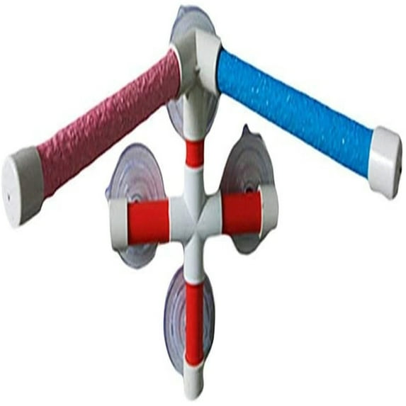 Portable Bird Shower Perch with Suction Cups, Window and Wall Standing Bracket for Parrots and Parakeets, Bathing Accessory for Small Birds Stand