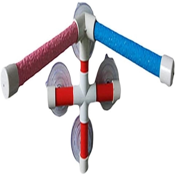 Portable Bird Shower Perch with Suction Cups, Window and Wall Standing Bracket for Parrots and Parakeets, Bathing Accessory for Small Birds Stand