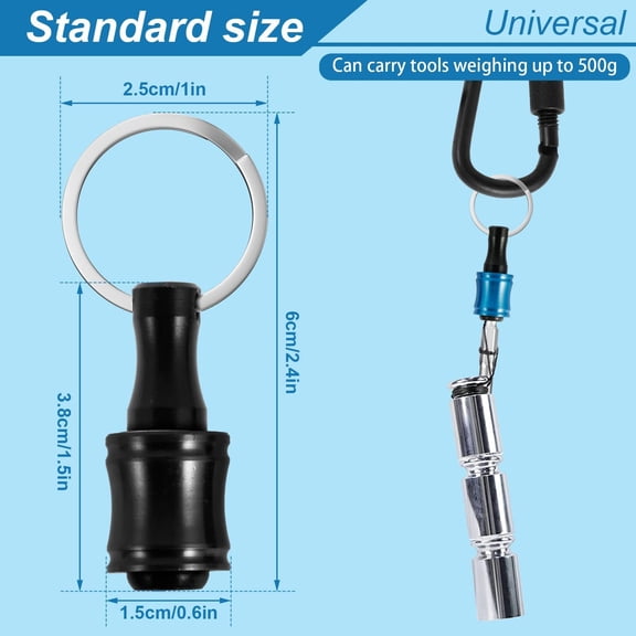 Portable Bit Holder Keychain, 12 Pcs 1/4 Inch Hex Shank Screwdriver Bits Retainer W/ Silver Carabiner, Light-Weight Extension Bar Drill Screw Adapter Quick-Change Bit Catcher — LAILLSH 2026 New