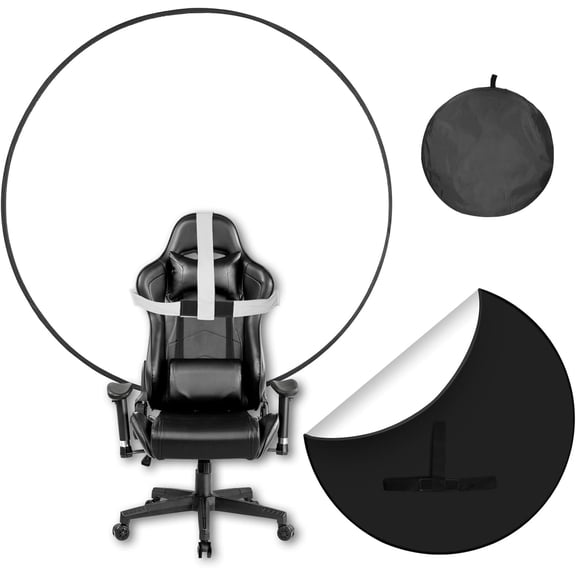 Portable Black White Screen Chair, 57 in Greenscreen Backdrop with Stand Double Sided Foldable Green Background, Chroma Key, for Photography Streaming Gaming Photo Zoom Video Chats and Meeting