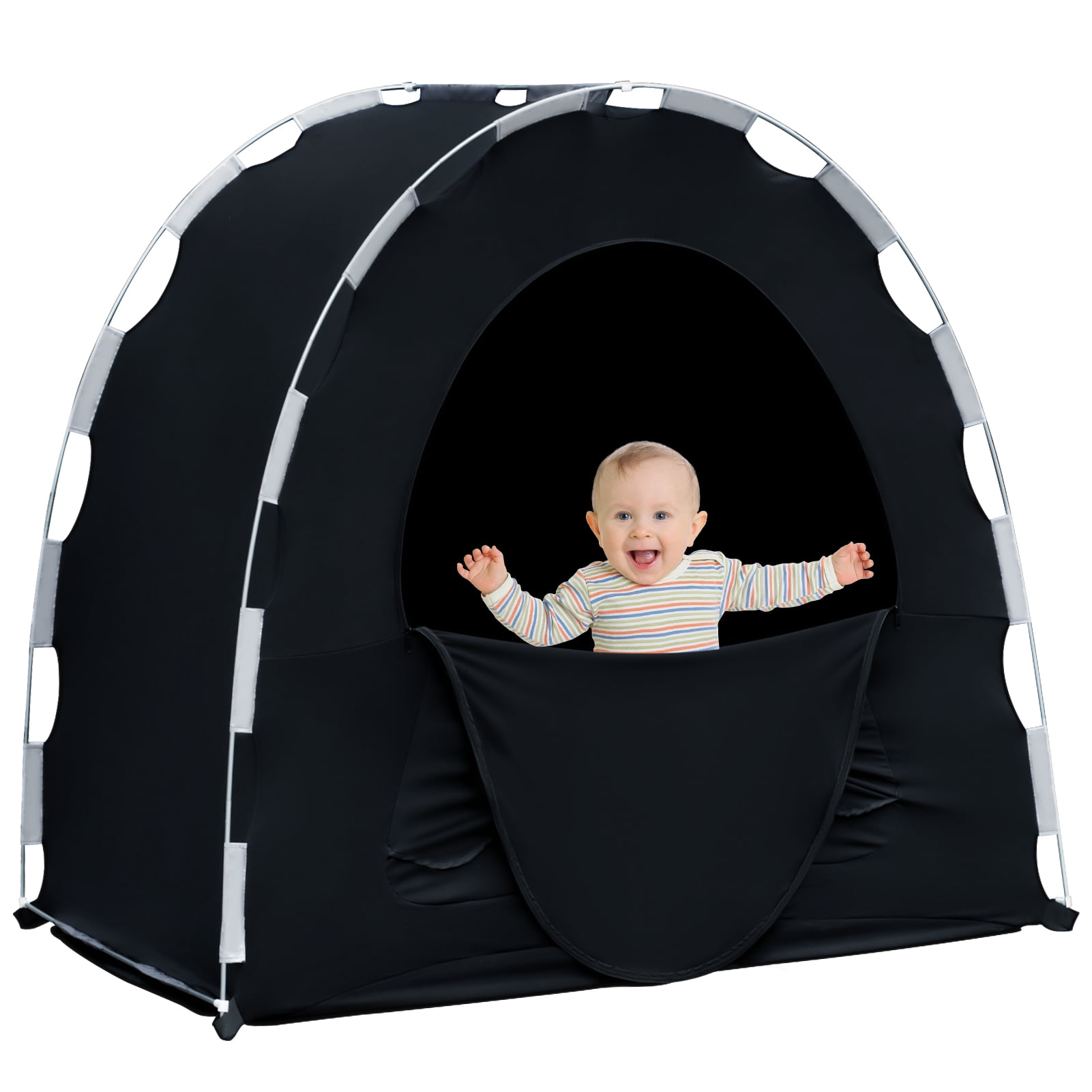Portable Blackout Cover Baby Crib Tent Travel Crib Canopy，Privacy Sleep Pod  Sleeping Space for Age 4 Months and Up，Baby Sleep Essential.