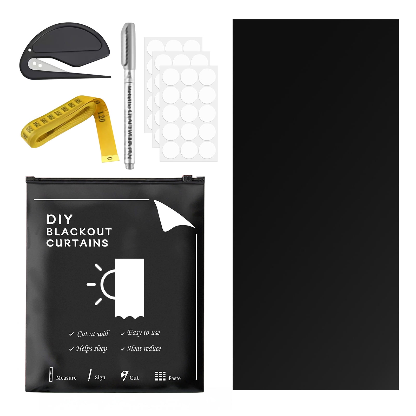 Portable Blackout Curtain No Drilling Windows Blackout Blind Wrinkle-Free Blackout Curtain for Roof Window Nursery Home RV Car