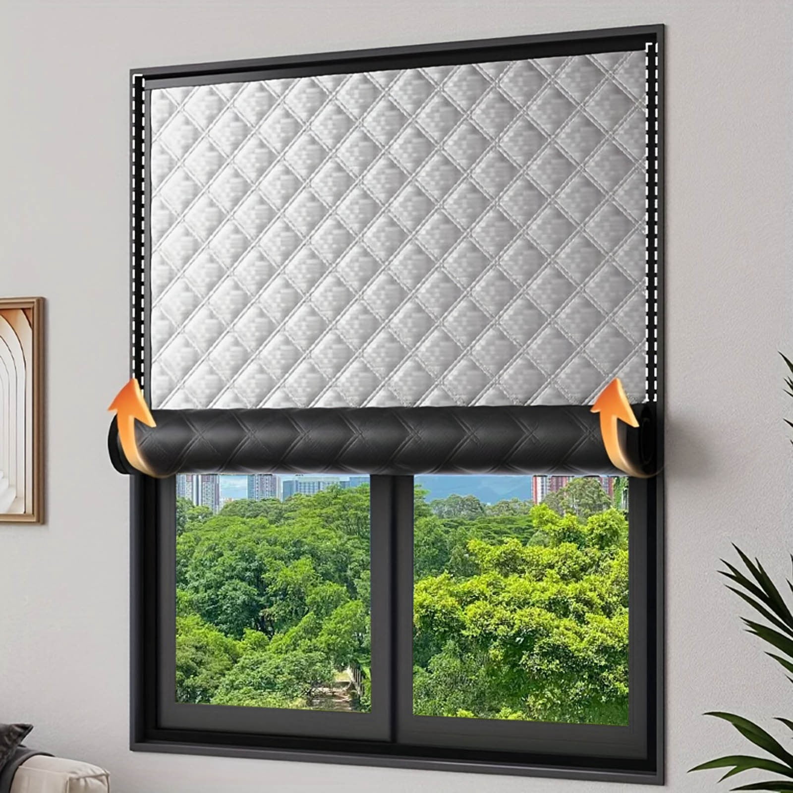 Portable Blackout Curtains 35"x59",Strong Hook and Loop Tape Strips with Adhesive,Cuttable Blackout Window Cover,Black Out Material Blinds for Travel