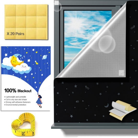 Portable Blackout Curtains, Blackout Shades, 100% Portable Blackout Blinds for Any Window with Loop Tabs Stick-on, Temporary Blackout Shades for Travelers/Bedroom 57"×78.7"