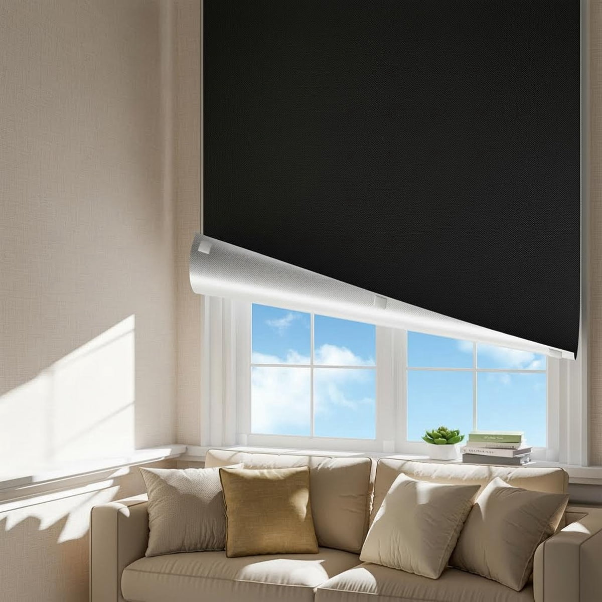 Portable Blackout Curtains, Easy Install No Drill Blackout Shades&Blinds for Indoor Windows with Upgraded Hook&Loop Tapes, Black Out Window Cover