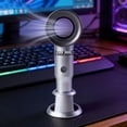 thumbnail image 1 of Portable Bladeless Handheld Fan, Rechargeable 2000mAh Battery Operated Fan with 3 Speed Settings, Personal Mini Desk Fan with Base for Home Office Travel, USB Charging Small Cooling Fan, 1 of 7