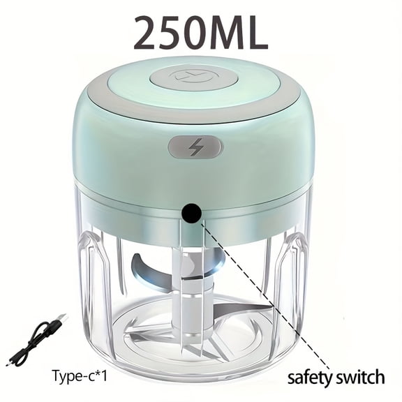 Portable Blender - 30W High-Powered Cordless Electric, USB Rechargeable 250ml - Blends/Chops Meat/Garlic/Vegetables/Baby Food - Food-Grade Cup, Child Lock - Ideal for Kitchen & Camping​