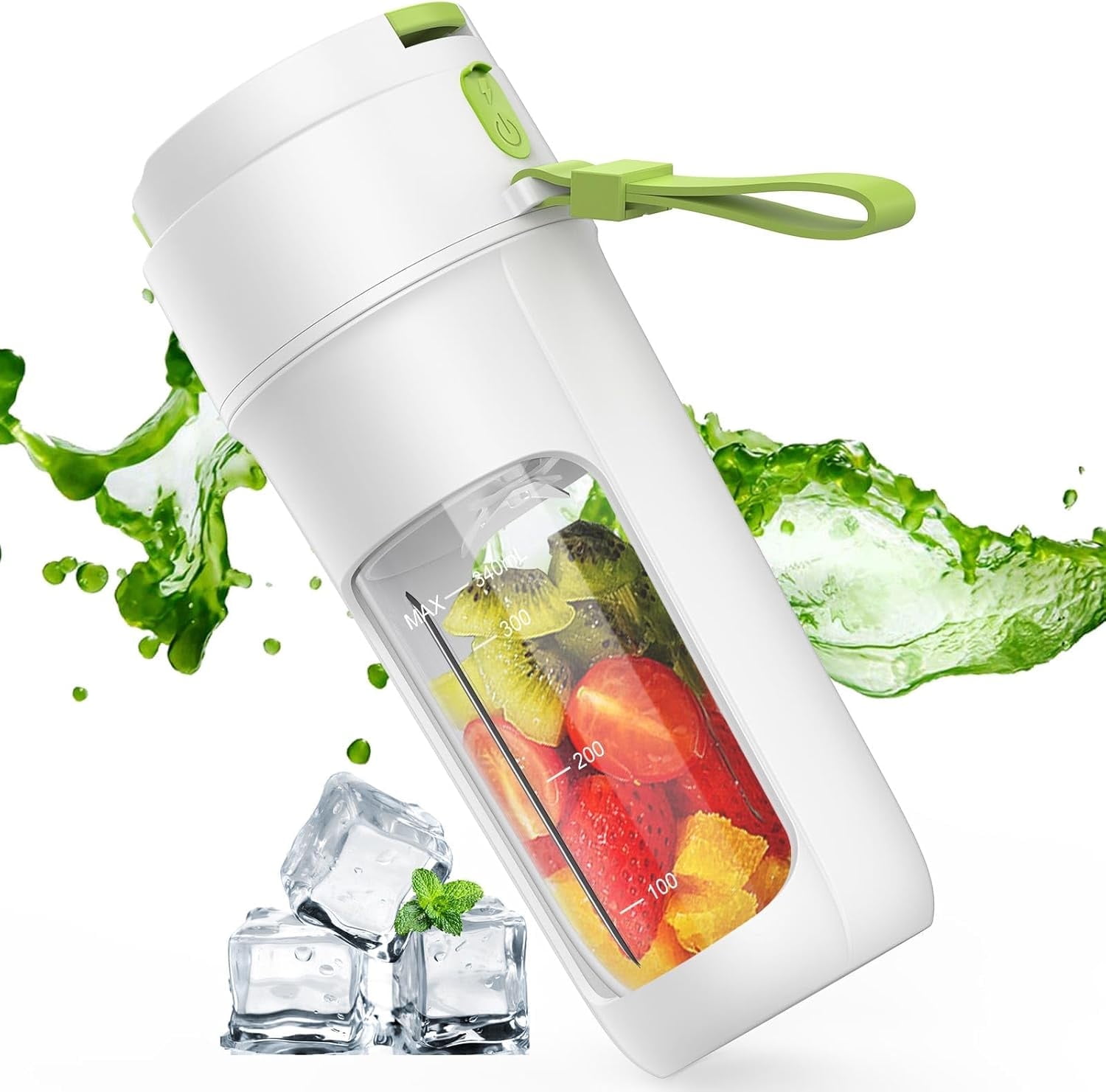 Batidora Portátil, Vaso Personal de 340 ml, Recargable por USB, Licuadora de Frutas para Batidos y Smoothies, Fácil de Limpiar, Libre de BPA para Viajes, Hogar y Oficina