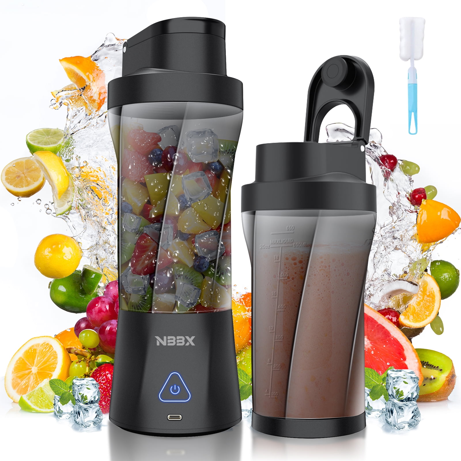 Portable Blender, 360W Cordless, 24oz Personal Blender for Smoothies and Shakes, 6000mah, BPA Free, Self Cleaning Portable Juicer,Travel Cup for Outdoor, Gym
