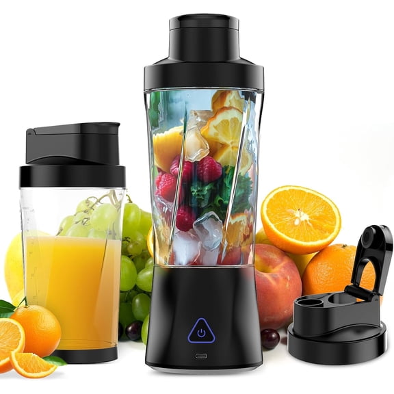 Portable Blender, 360W Personal Blender for Shakes and Smoothies for Kitchen, 24 Oz BPA Free Traveling Juicer Cup and Lid with 6 Blades, Self Cleaning Portable Juicer for Kitchen/Travel/Gym, Blue