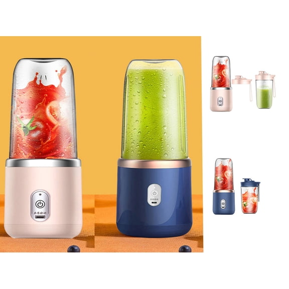 Portable Blender 400ml USB Rechargeable Personal Smoothie Maker with 6 Stainless Steel Blades, 21000RPM Motor, 2 Travel Cups for Shakes Juice Protein - Smart Safety Lock System, 3-4Hr Charge