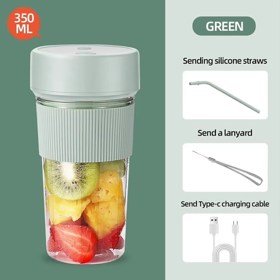 Portable Blender Electric Juicer Cup for Smoothies and Shakes, Multifunctional Smart Fruit Mixer for Travel and Outdoor, Perfect Easter Gifts and Spring Decorations, Green
