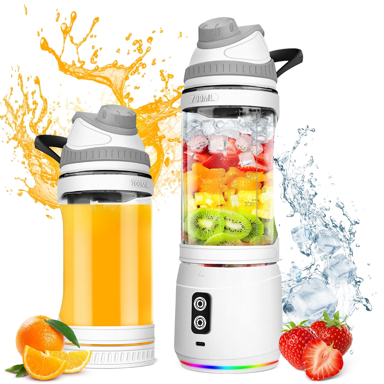 Portable Blender,Fimilo Personal Blender 240 Watt for Shakes and Smoothies with 6 Metal Blades, 24 oz Mini Blender Cup with Travel Lid and USB Rechargeable for Office, Gym, Kitchen (Gray)