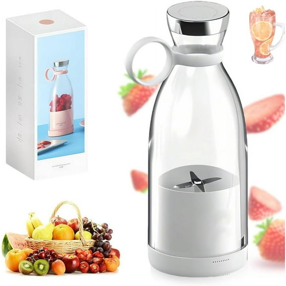 Portable Blender for Fresh Juice, Portable Blender for Shakes and Smoothies with 14.2 Oz Travel Cup and Lid, Usb Fast Charging for Making Fruit Juice, Milkshakes (White)