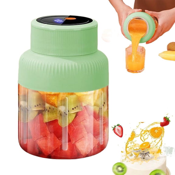 Portable Blender Ice Crushing Juicer Cup Dual Lids Rechargeable Blender for Sports Home Kitchen Outdoor Travel Daily Smoothie Shakes Making