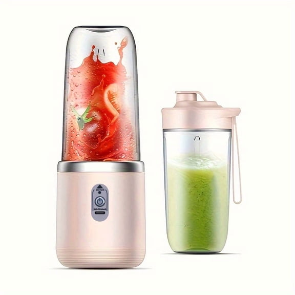 Portable Blender and Juicer 2 in 1 - USB Rechargeable, Includes 6 Blades and Double Cups, Great for Making Smoothies, Iced Drinks - Perfect Easter, Thanksgiving, Christmas, Halloween Gift | Vibrant De