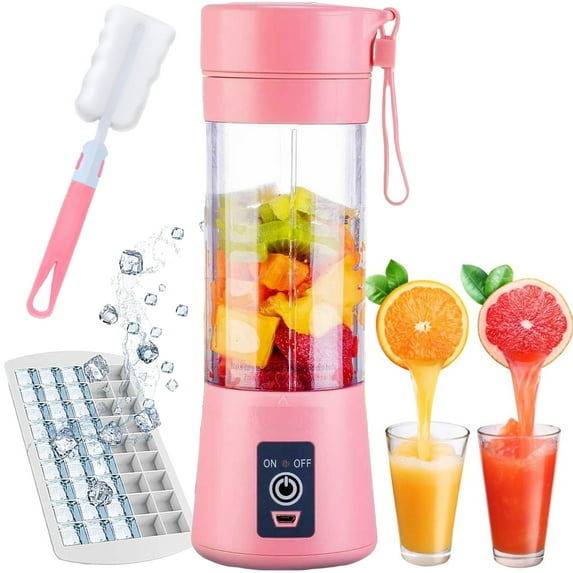 Portable Blender, Mini Blender Personal Juicer Cup, Juicer Cup for Shakes Smoothies, Smoothie Cup with USB Rechargeable, Christmas Idea Gifts, 380ml Pink