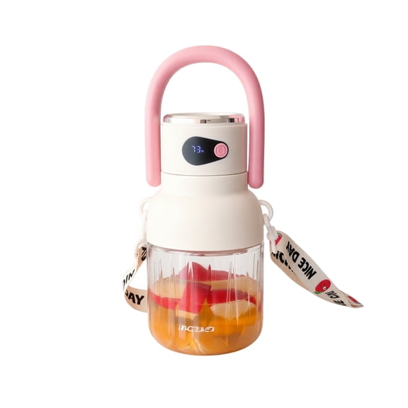 Portable Blender, Personal Blender for Smoothies & Shakes, Mini USB Rechargeable Juicer Cup with Digital Display, Pink Travel Water Bottle for Gym Office