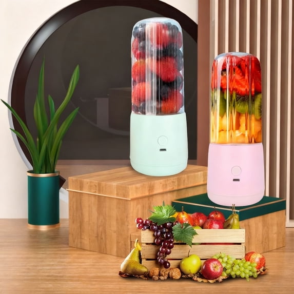 Portable Blender Personal Juicer | Cordless USB Rechargeable Mini Smoothie Maker | 304 Stainless Steel 6-Blade | Cell-Breaking Tech | One-Touch Clean | 19x8cm | Green/Pink | 1 Set