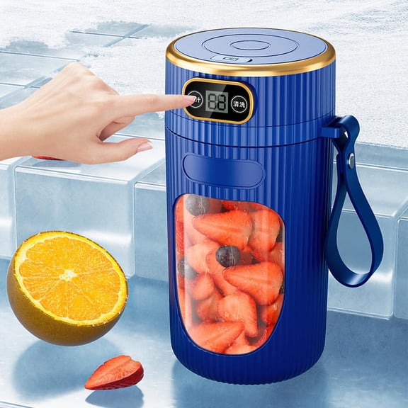 Portable Blender Personal Juicer Cup with Digital Display, USB Rechargeable Smoothie Maker 400ML Mini Blender with 6 Stainless Steel Blades Self Cleaning for Travel Gym Home Office