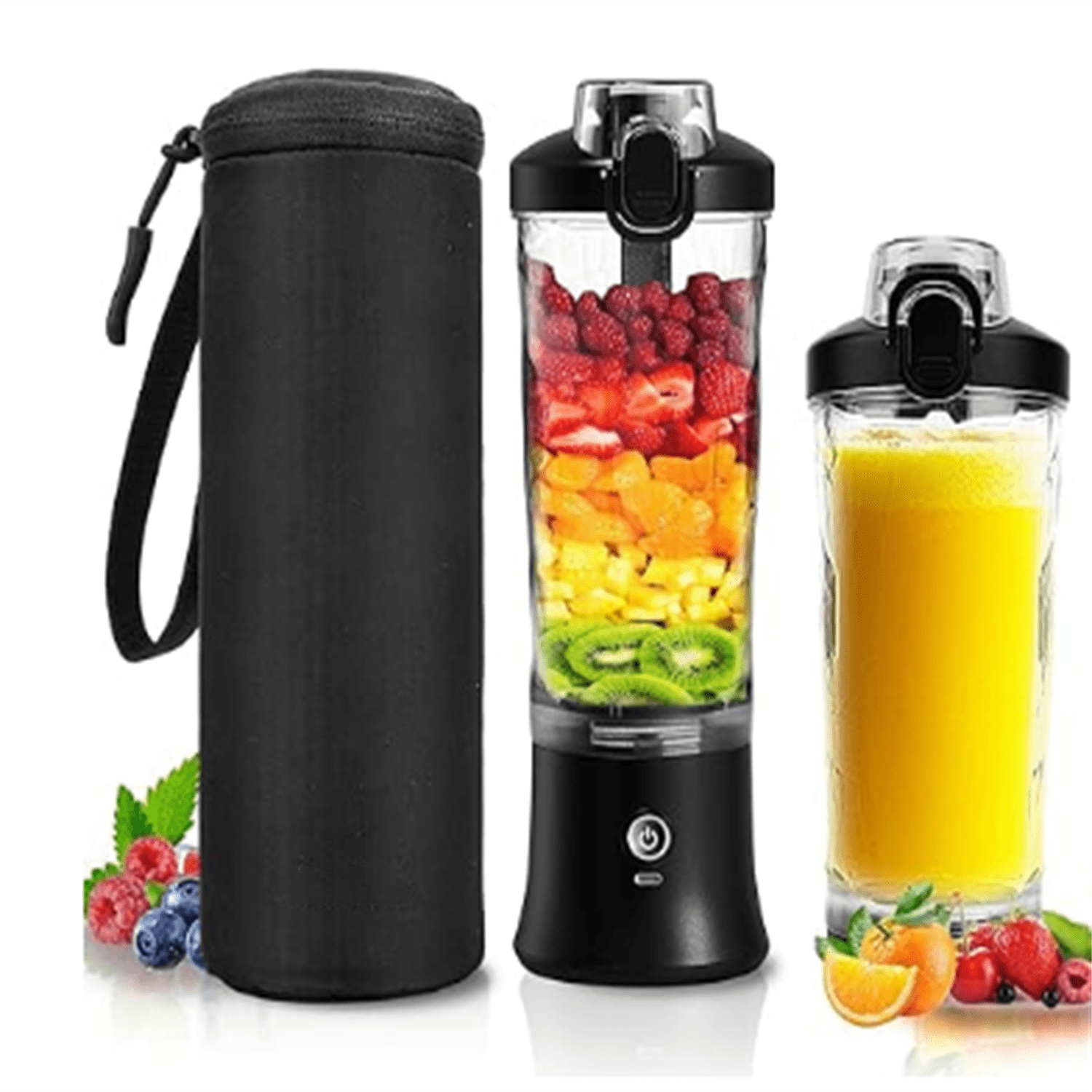Portable Blender Personal Juicer for Shakes and Smoothies - 20 OZ Electric Protein Shaker Bottle with Insulated Sleeve, Travel Lid, USB-C Rechargeable - Mini Small Blender Cup for Kitchen, Office,