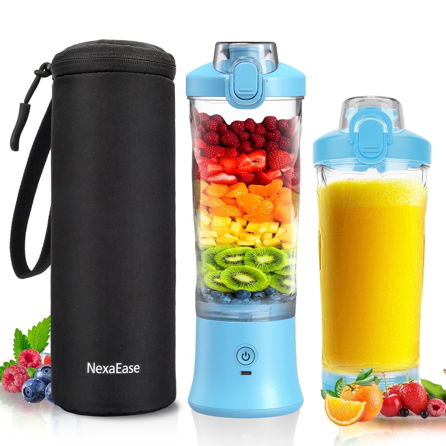 Portable Blender Personal Juicer for Shakes and Smoothies - 20 OZ Electric Protein Shaker Bottle with Insulated Sleeve, Travel Lid, USB-C Rechargeable - Mini Small Blender Cup for Kitchen Office Gym