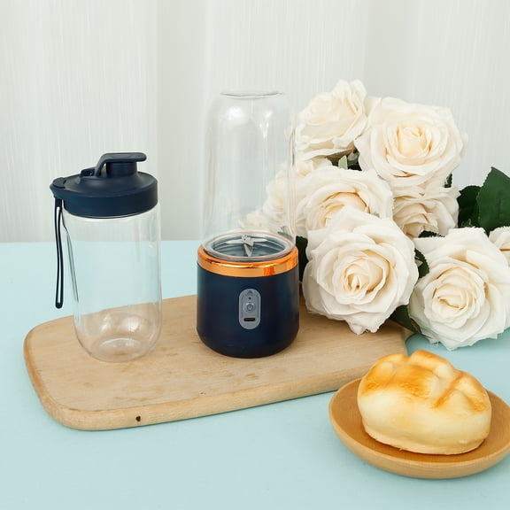 Portable Blender for Shakes and Smoothies with 14 Oz BPA Free Travel Cup and Lid, Durable Stainless Steel Blades for Powerful Blending Performance, 2 Jars
