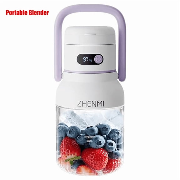 Portable Blender for Shakes and Smoothies, 33oz Large Capacity Personal Blender, Cordless USB-C Rechargeable with LED Display, 12 Blades for Ice Crushing, Purple
