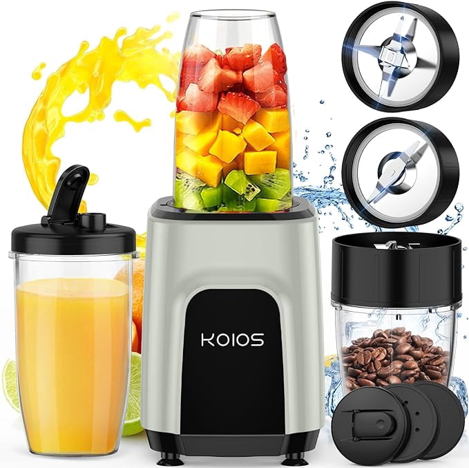 Portable Blender for Shakes and Smoothies, 6 Blades Personal Blender for Kitchen, Smoothie Blender and Grinder with 2 Blades, 18.6Oz & 10Oz Blender Cups, Countertop Blender for Fruits Protein Drink