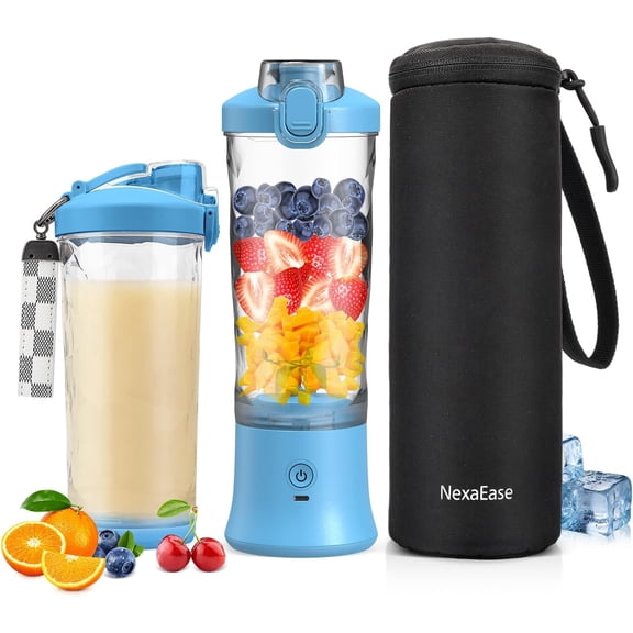 Portable Blender for Shakes and Smoothies- Personal Juicer 20 OZ Electric Protein Shaker Bottle with Insulated Sleeve, USB-C Rechargeable,Travel Lid-Small Blender Cup for Kitchen, Office, Gym,Travel