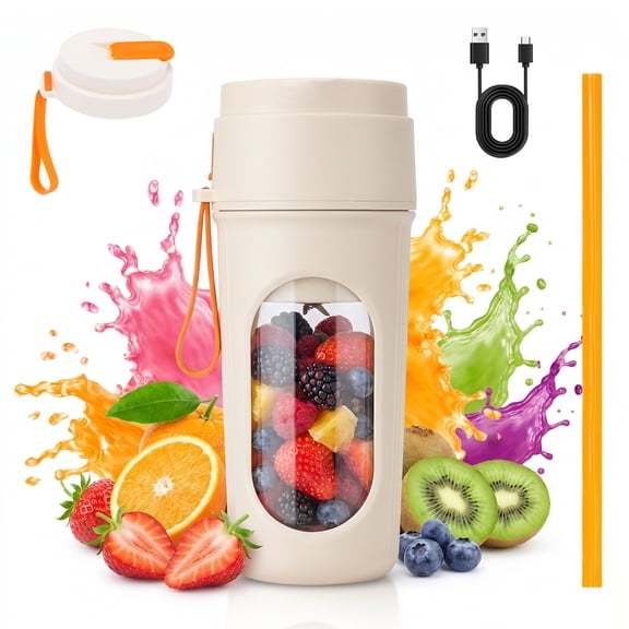 Portable Blender for Smoothies Small Blender for Shake and Fresh Juice 15 Oz Portable Bottle 12 Blade Rechargeable Sport Bottle Compact and Easy to Clean