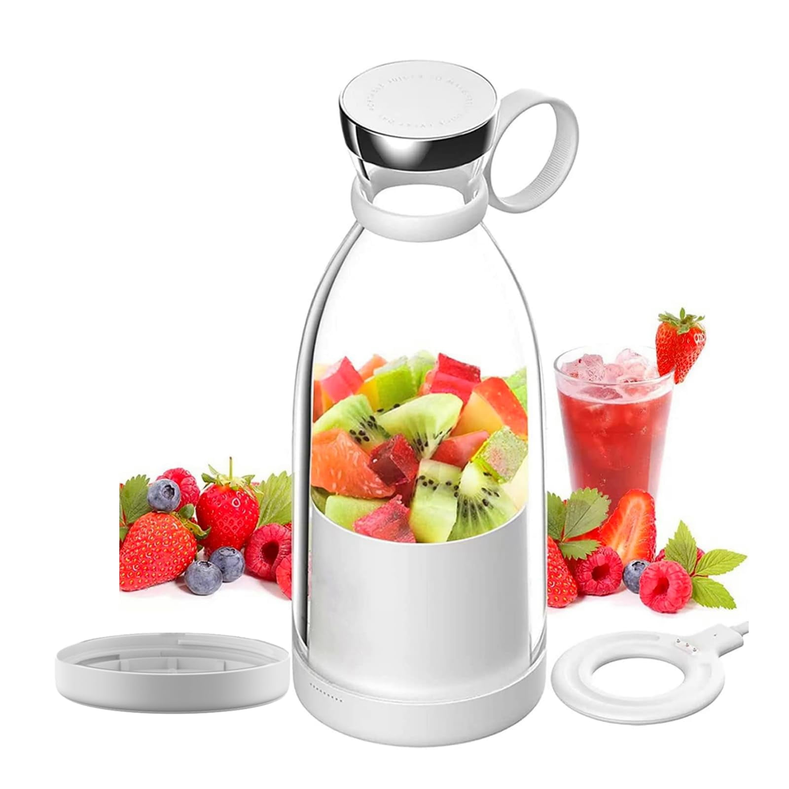 Portable Blender for Shakes and Smoothies with 11.83 Oz Travel Cup and Lid,Durable Stainless Steel Blades for Juice Blending Performance, Black