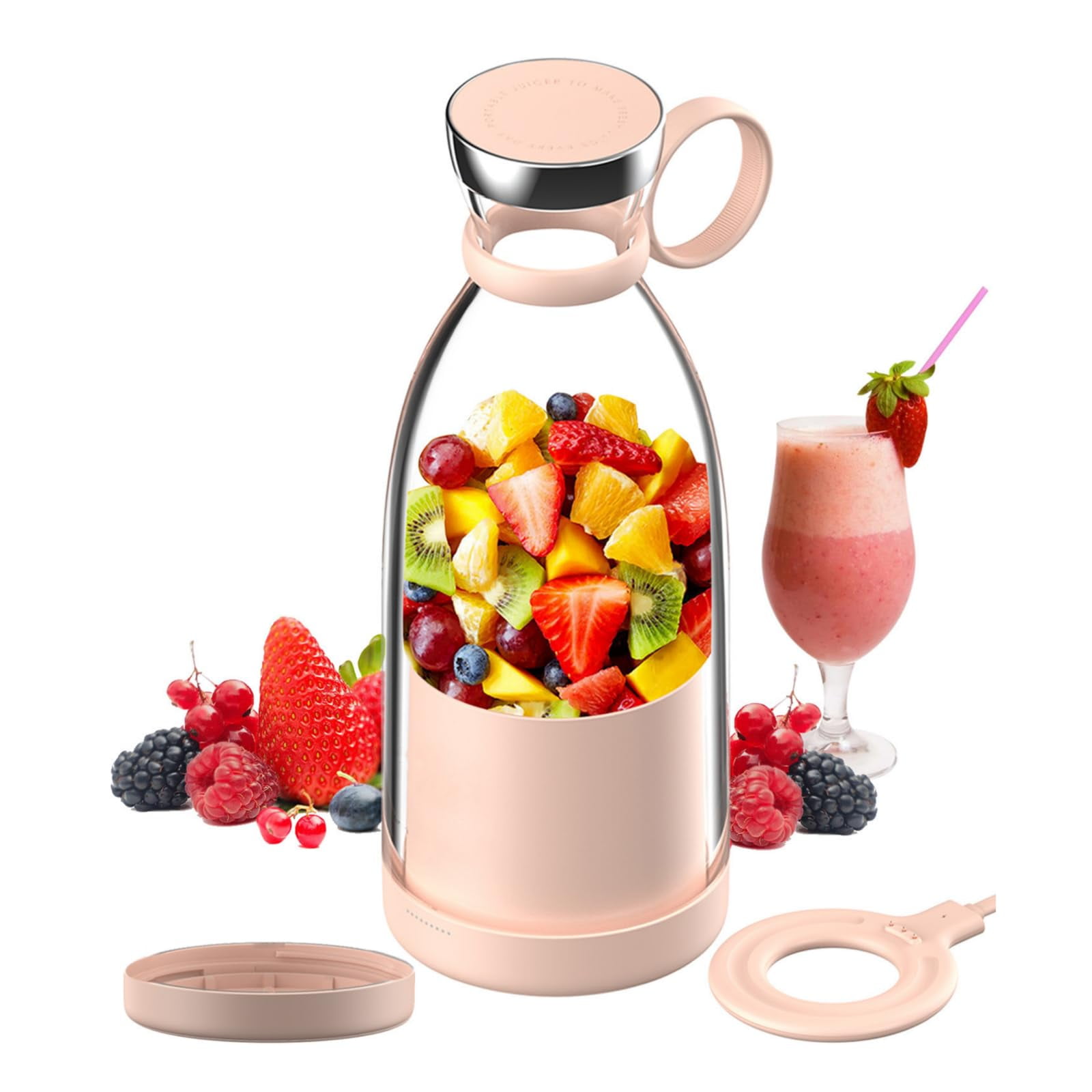 Portable Blender for Shakes and Smoothies with 11.83 Oz Travel Cup and Lid,Durable Stainless Steel Blades for Juice Blending Performance, Black