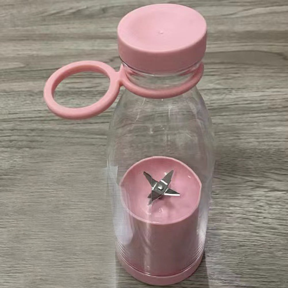 Portable Blender for fresh juices and Smoothies 350ML, Bottle Mini Blender Rechargeable Smoothie Maker with Wireless Charging and Travel Lid, USB Rechargeable Mini Smoothie Maker Pink
