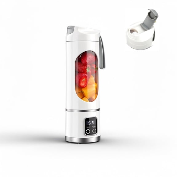 Portable Blender/juicer, 12-Blade Cordless Smoothie Maker, 15.2oz with Ice Crush Power, USB-C Rechargeable, Leakproof, BPA-Free, Self-Cleaning for Shakes, Protein, Juices, Frozen Fruit (White, 7.4V)