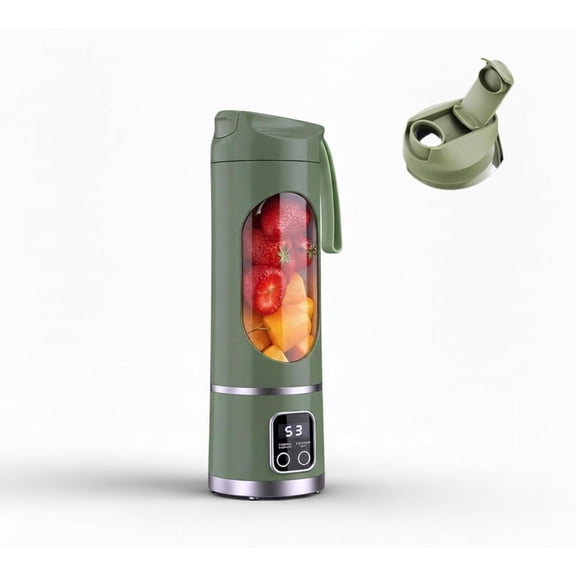 Portable Blender/juicer, 12- Cordless Smoothie Maker, 15.2oz with Ice Crush Power, USB-C Rechargeable, Leakproof, , Self-Cleaning for Shakes, Protein, Juices, Frozen Fruit (Green, 3.7V)