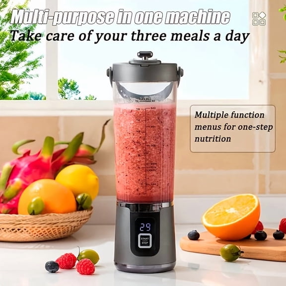 Portable Blender with USB Rechargeable 15.21 oz Cup, 6-Blade Personal Mixer