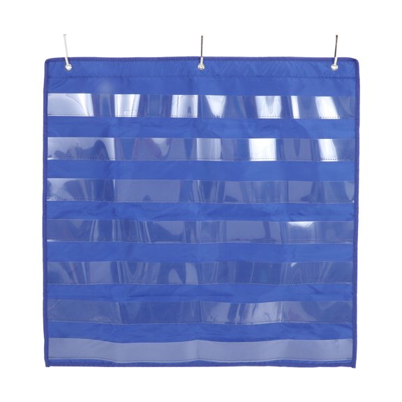 Portable Blue Hanging Pocket Chart for Classroom Daily Schedule and Note Storage