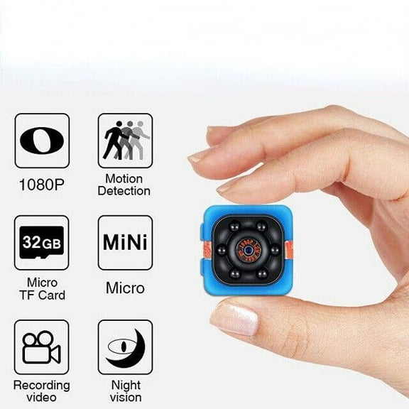 Portable Blue Mini Camera with HD Video, Night Vision and Surveillance Function