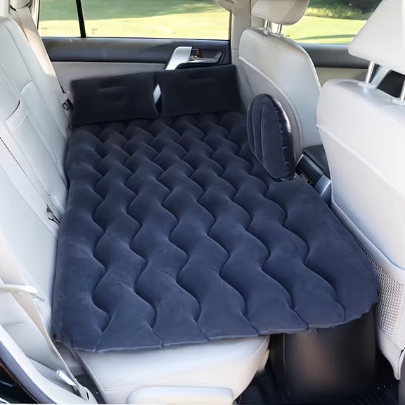 Portable Blue PVC Flocking Inflatable SUV Car Bed - Camping Travel Accessory with Storage Bag & Repair Kit