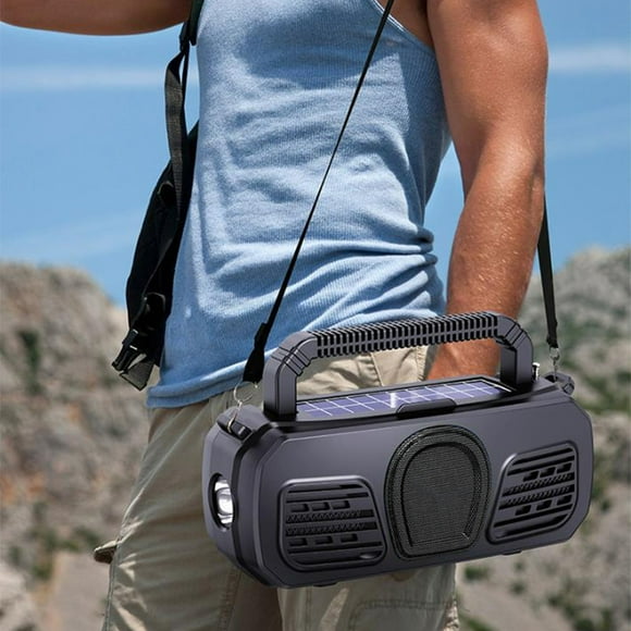 Portable Bluetooth 5.3 Speaker, Wireless Outdoor Speaker, Flashlight Subwoofer, Solar Charging, Full Frequency Speaker, Handle Design, Support TF Card USB Flash Drive, for Outings Parties