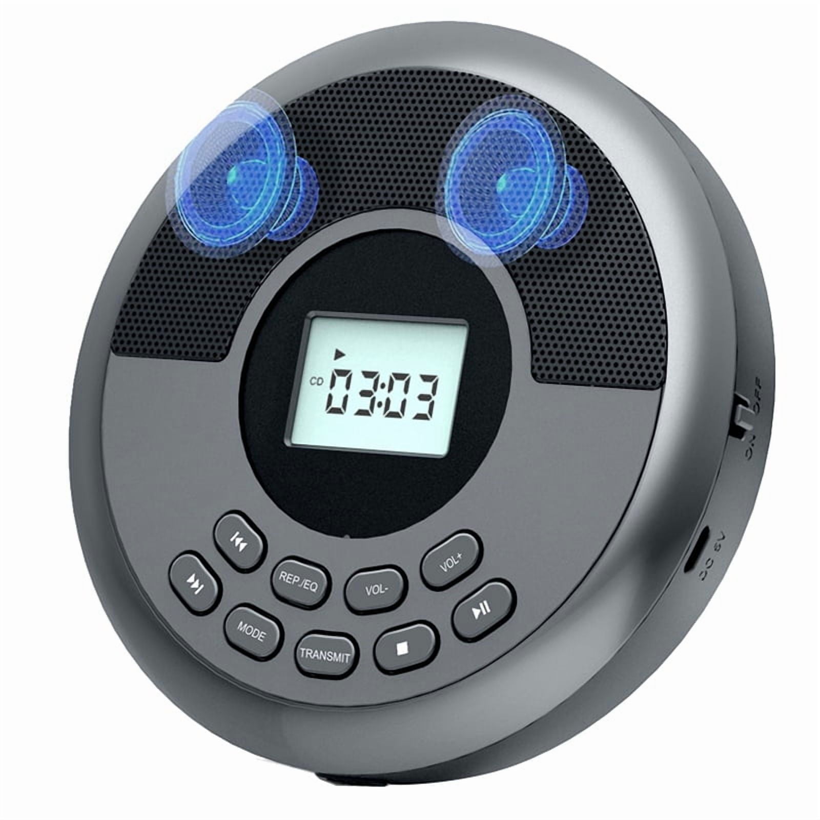 Portable Bluetooth CD Player Rechargeable Discman with Dual Speakers and Headphones  Cd Player Mp3 Player Gray