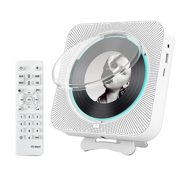 Portable Bluetooth CD Player,Wall Mount CD Player Home Audio Music Players with Remote Control,LCD Display-US Plug